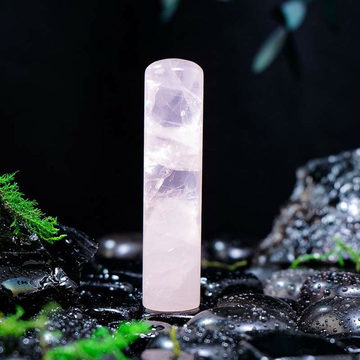 Olivenorma Natural Chakra Crystal Cylinder Ornament Gemstone Decoration - Rose Quartz - image 5