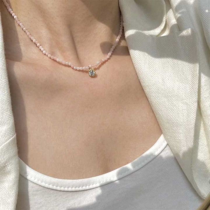 Olivenorma Natural Crystal Metal Plate Pendant Necklace - image 28