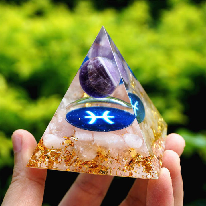 Olivenorma Amethyst with Rose Quartz Pisces Orgone Pyramid - image 2