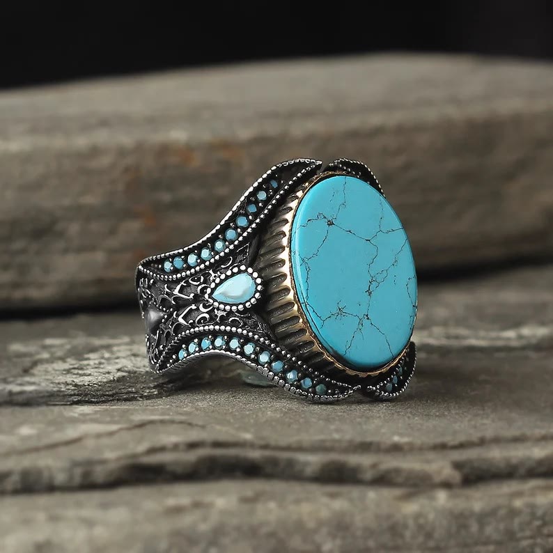 Olivenorma Turquoise Alloy Men Ring - 13 - image 0