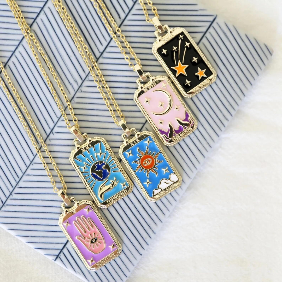 Olivenorma Retro Tarot Card Element Oil Drop Necklace - image 7