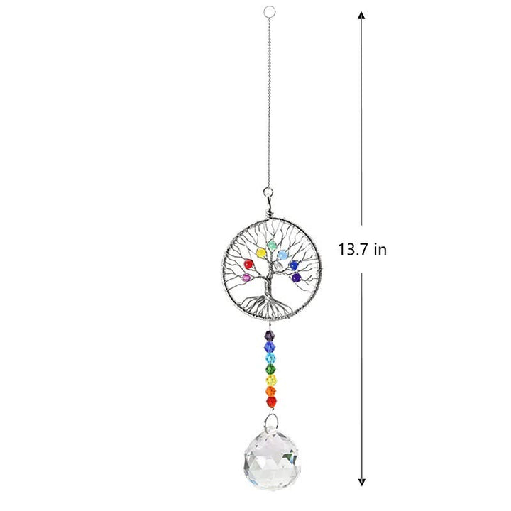 Colorful Tree of Life Crystal Wind Chime Suncatcher - Chakra#White - image 4