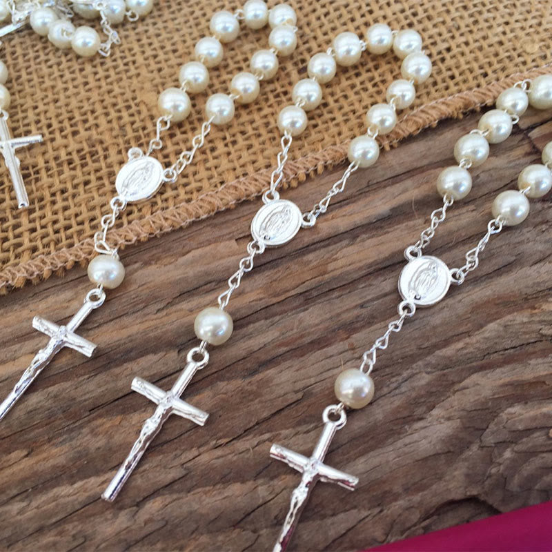 Olivenorma Pearl Cross Virgin Mary Rosary Bracelet - image 6
