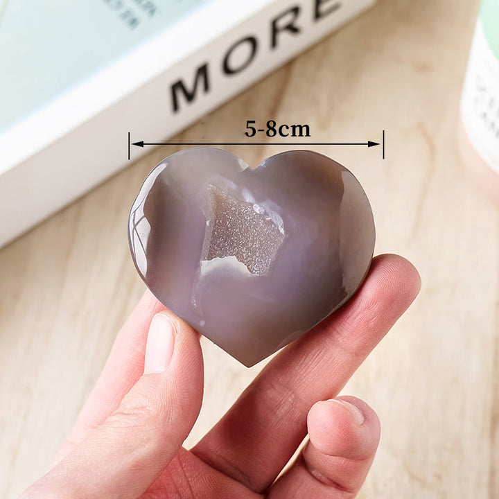 Olivenorma Natural Color Agate Geode Play Stone Crystal Heart - image 5