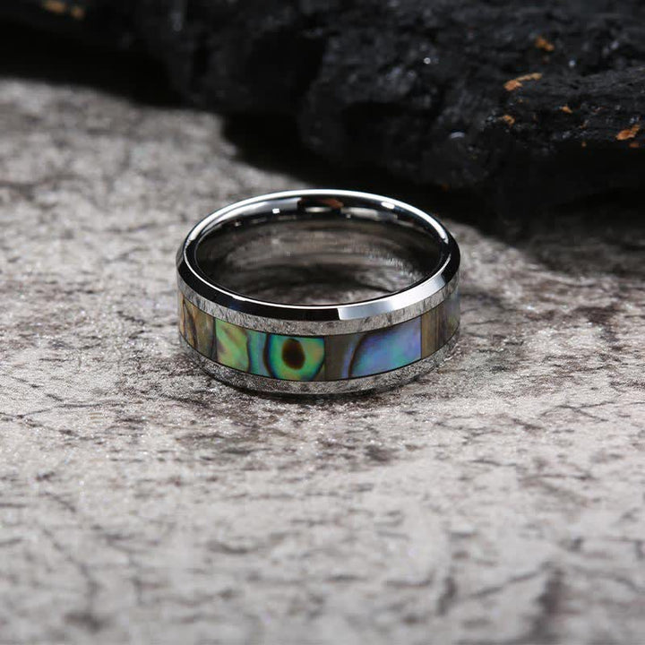 Olivenorma Koa Wood and Abalone Shell Tungsten Carbide Ring - image 17