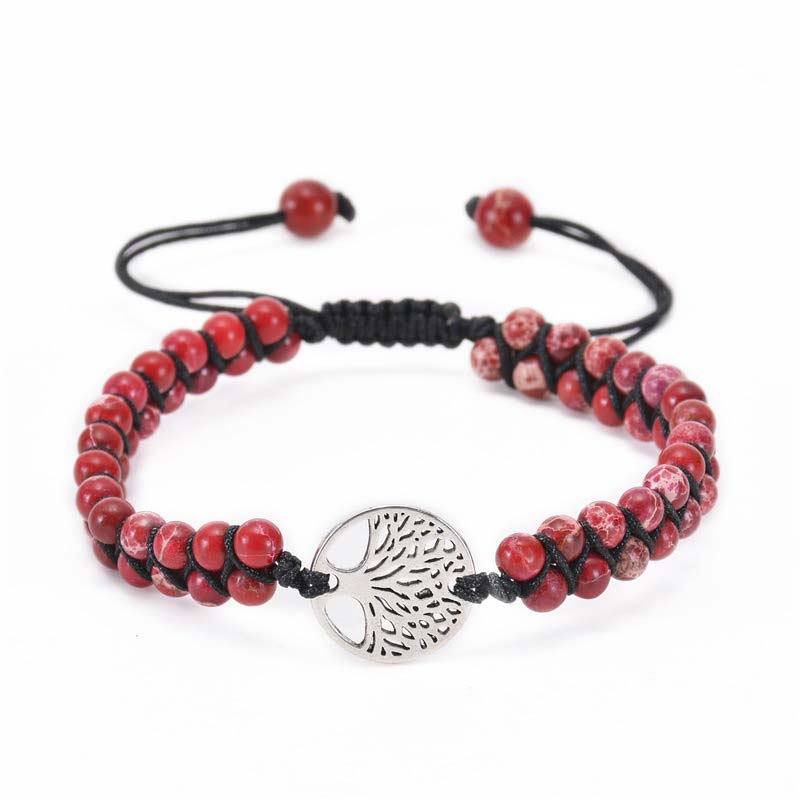 Olivenorma Tree of Life Natural Crystal Double Braided Bracelet - Red Agate - image 20