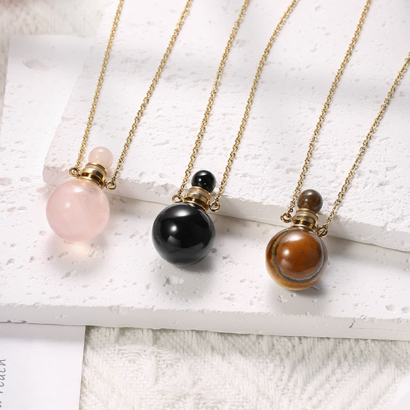 Olivenorma Round Stone Perfume Bottle Pendant Pendants Necklace - image 13