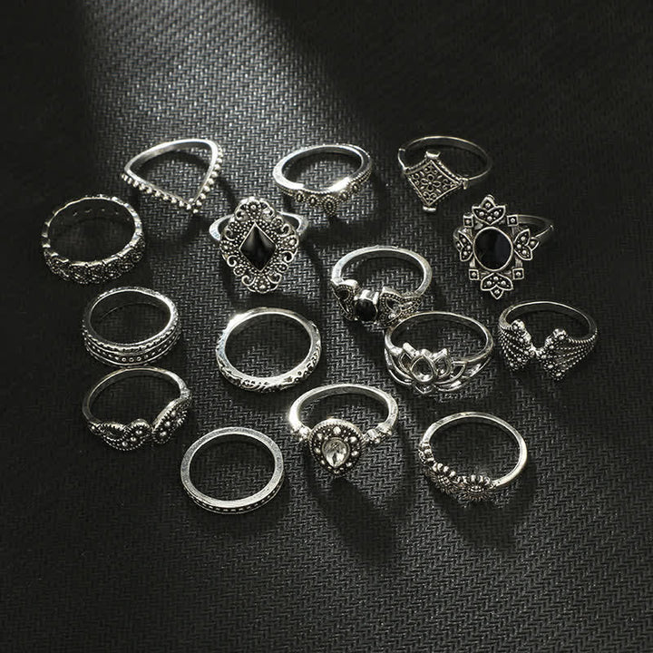Olivenorma Vintage Obsidian 15 - Piece Ring Set - image 4