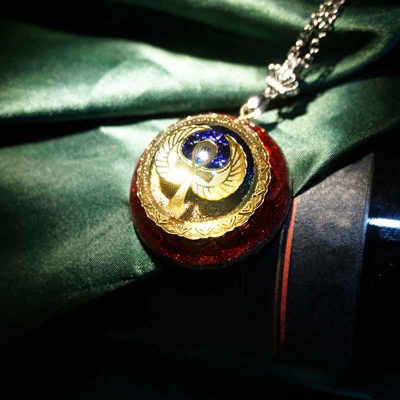 Olivenorma Garnet Lapis Lazuli Aquamarine Key Of Life Necklace - image 4