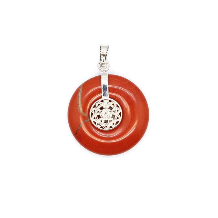 Olivenorma Natural Crystal Peace Buckle Tree Of Life Necklace - Red Agate - Flower Of Life - image 17