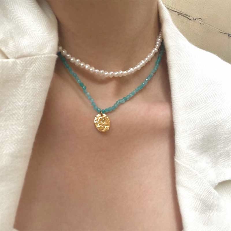 Olivenorma Natural Crystal Metal Plate Pendant Necklace - image 25