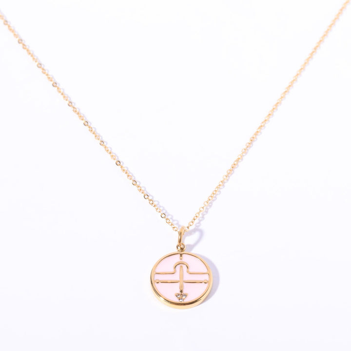 Olivenorma White Zircon Vintage Zodiac Stainless Steel 18k Necklace - Libra - image 11