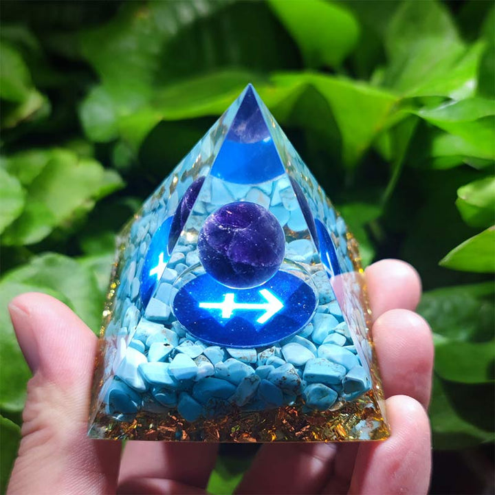 Olivenorma Turquoise with Lapis Lazuli Sagittarius Zodiac Orgone Pyramid - 10*10cm - YES PLEASE $8 - image 0