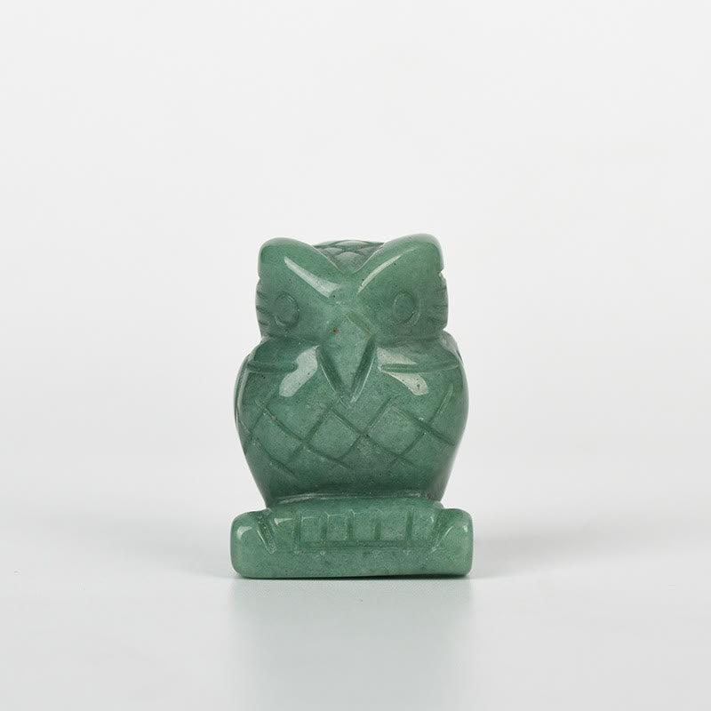 Olivenorma Natural Crystal Owl Ornament Carving Crafts - Green Aventurine - image 11