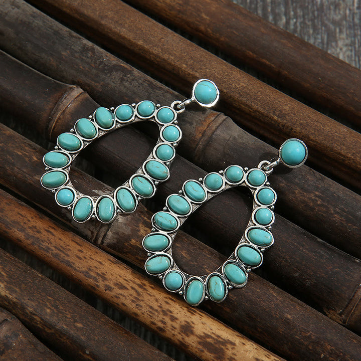 Olivenorma Waterdrop Cutout Set Turquoise Stud Bohemia Earrings - image 3