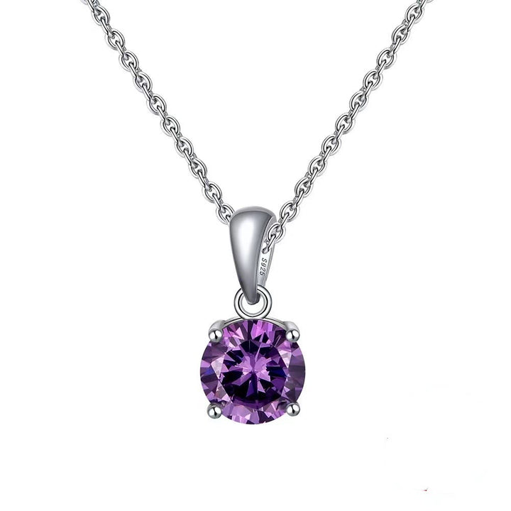 Olivenorma Multicolor Zircon Gemstone Four Claw Pendant Necklace - Purple Zircon - image 10