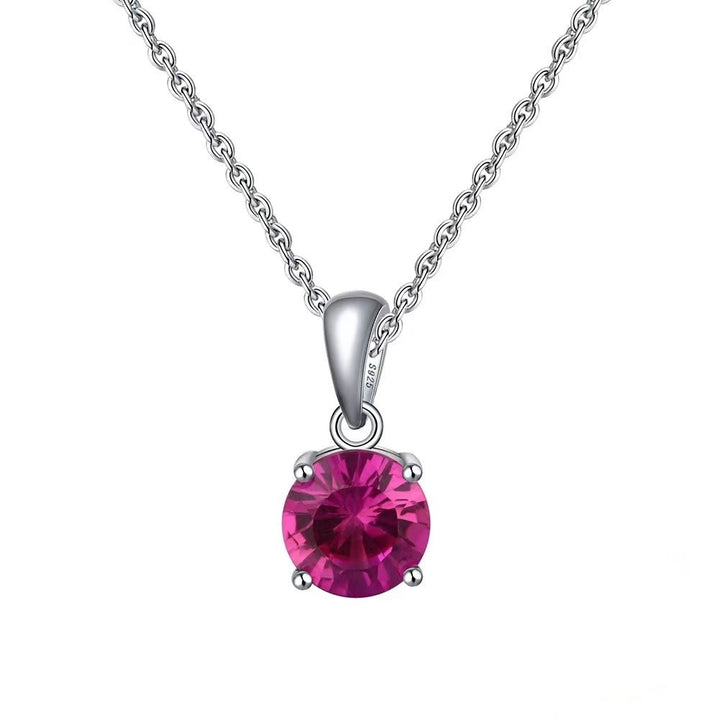 Olivenorma Multicolor Zircon Gemstone Four Claw Pendant Necklace - Rose Red Zircon - image 3