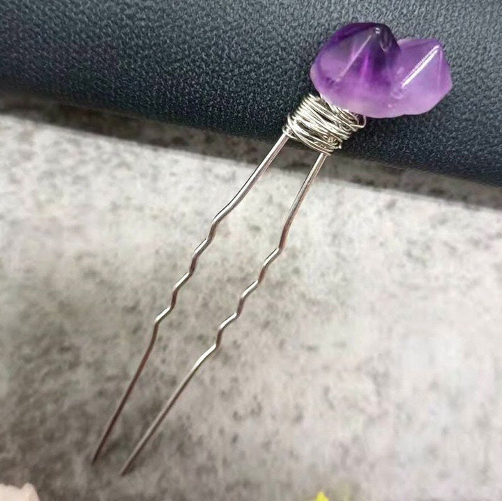 Olivenorma Natural Amethyst Quartz Flower Hairpin - image 4
