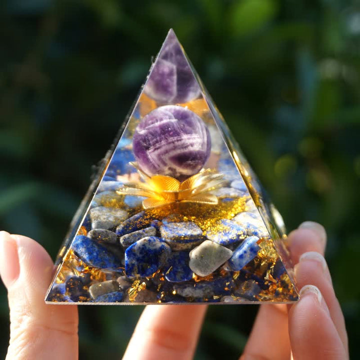 Olivenorma Positive Lotus Amethyst Sphere Orgone Pyramid - 3.93''*3.93''(10cm X 10cm) - YES PLEASE $8 - image 0