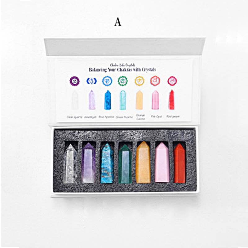 Olivenorma Chakra Raw Stone Decoration Set Crystal Wands - A: Clear Quartz;Amethyst;Blue Sodalite;Green Fluorite;Orange Selenite Crystal;Red Jasper - image 3