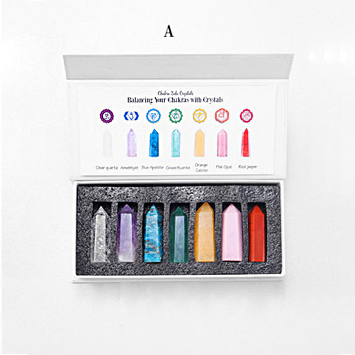 Olivenorma Chakra Raw Stone Decoration Set Crystal Wands - A: Clear Quartz;Amethyst;Blue Sodalite;Green Fluorite;Orange Selenite Crystal;Red Jasper - image 3
