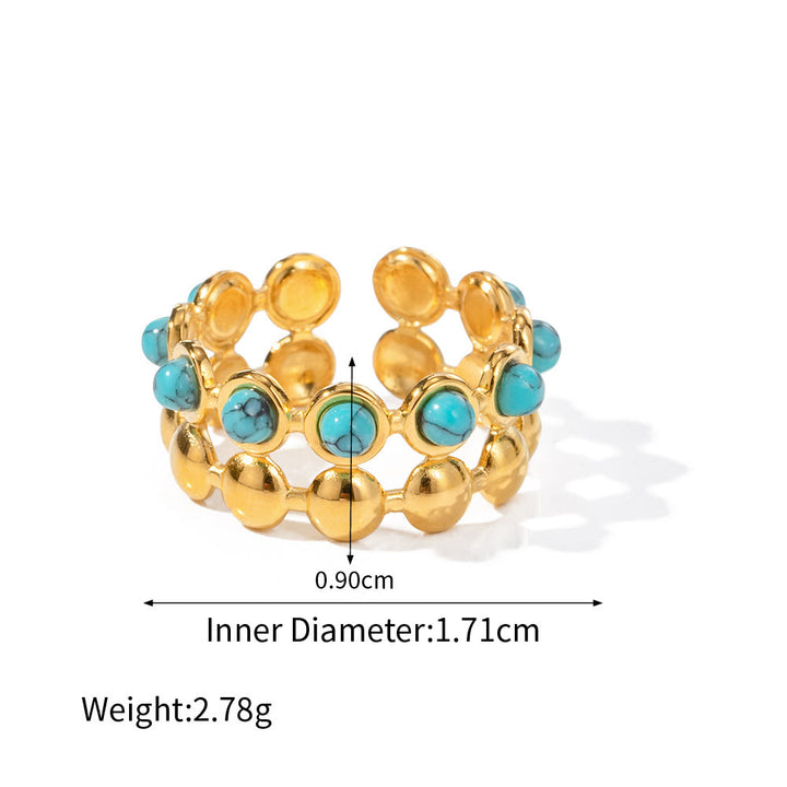 Olivenorma Stainless Steel Jewelry Gold Color 18K Ring Necklace - Turquoise&Ring #2 - image 9