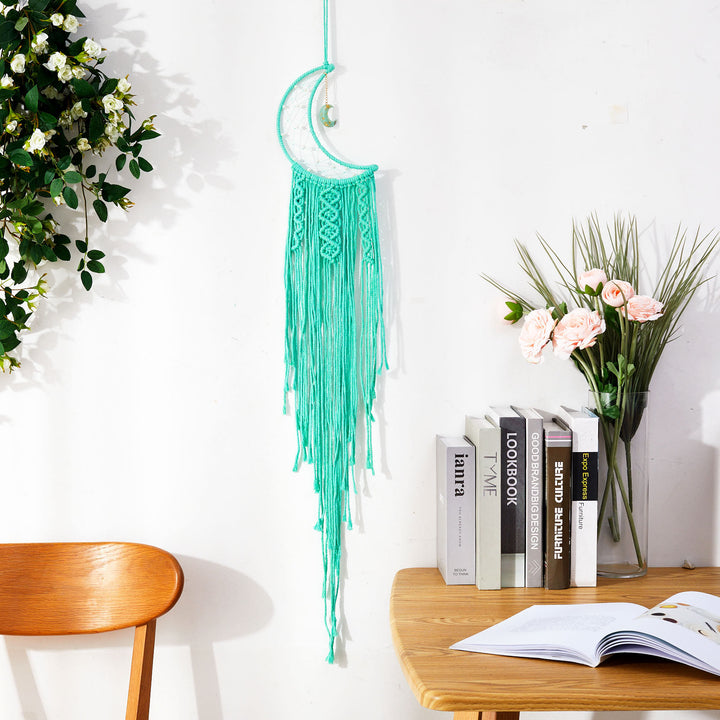 Olivenorma Star Moon Macrame Tassel Dream Catcher - Green Aventurine - Moon - Without Lights - image 22