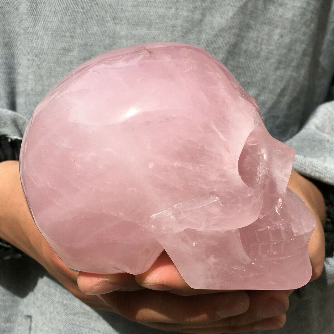 Olivenorma Natural Rose Quartz Crystal Skull Decoration - image 4