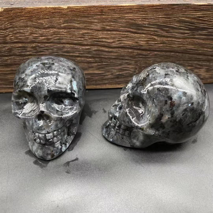 Olivenorma 7Cm Carved Natural Crystal Skull Gemstone Decoration - Black Amphibole - image 1