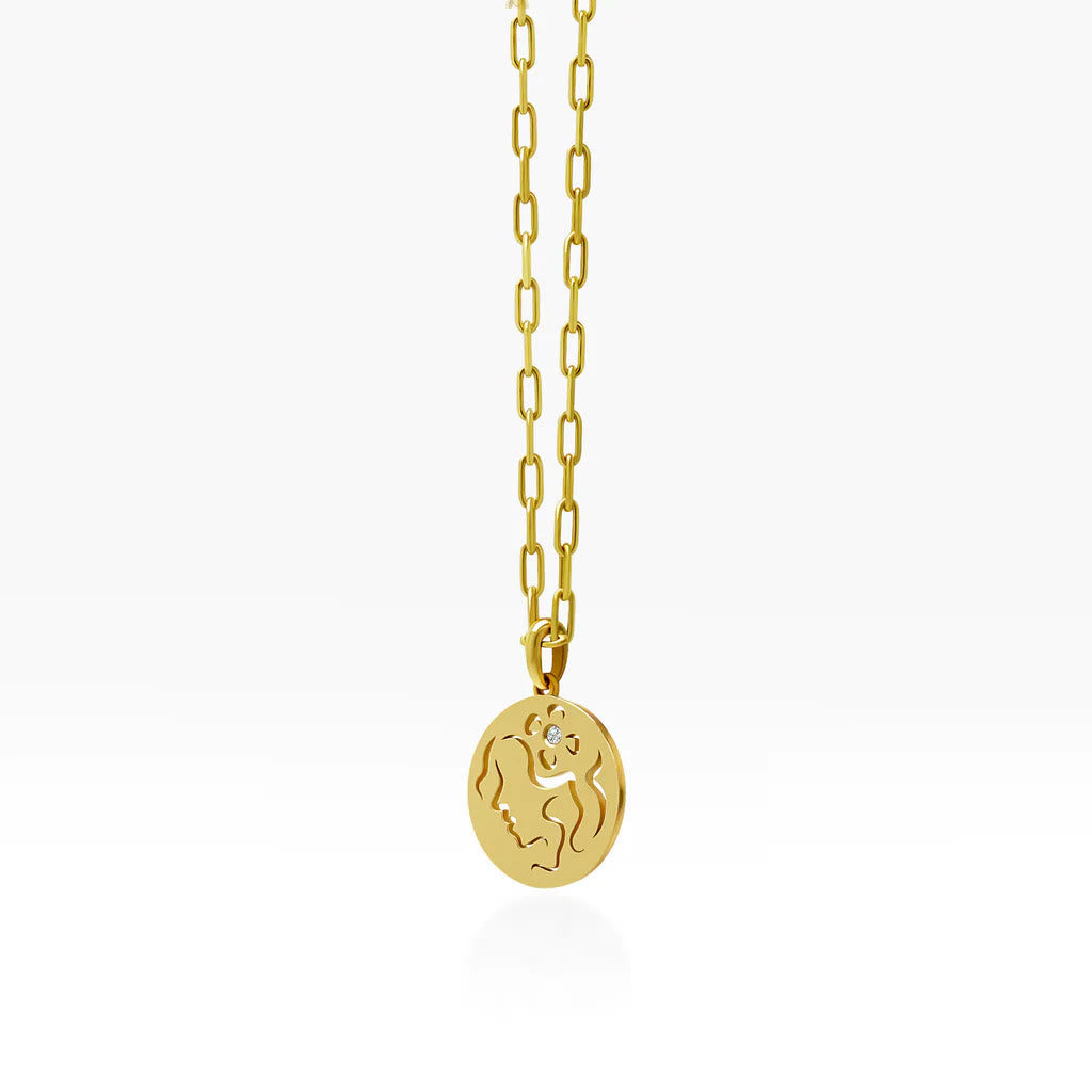 Olivenorma White Zircon Hollow Circle Zodiac Stainless Steel Necklace - Virgo - image 9