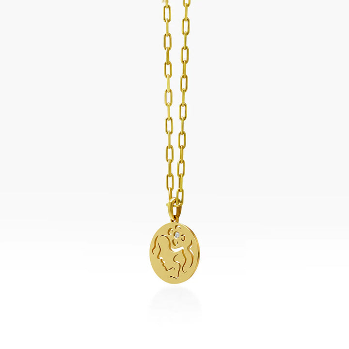 Olivenorma White Zircon Hollow Circle Zodiac Stainless Steel Necklace - Virgo - image 9