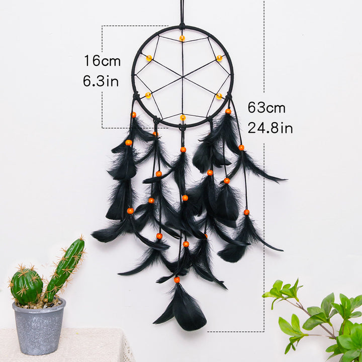 Olivenorma Black Feather Orange Beads Halloween Dream Catcher - image 4