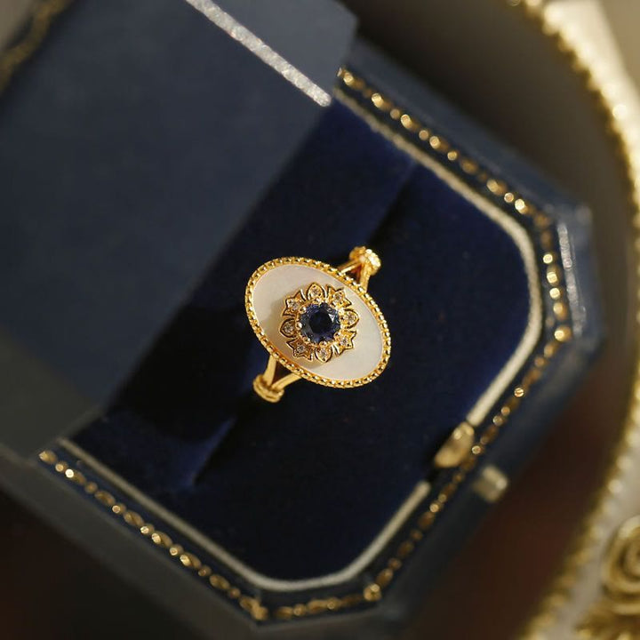 Olivenorma Nacre Sapphire White Zircon Adjustable Ring - image 3