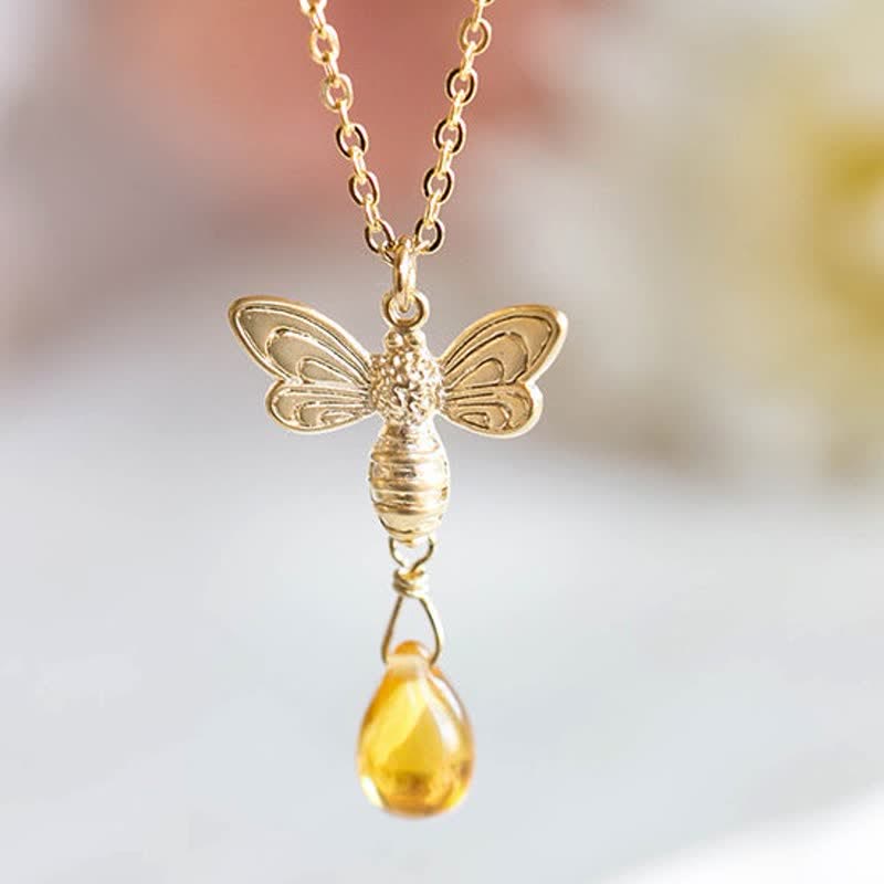 Olivenorma Bee Topaz Honey Drop Amber Earrings & Necklace - Necklace - image 1
