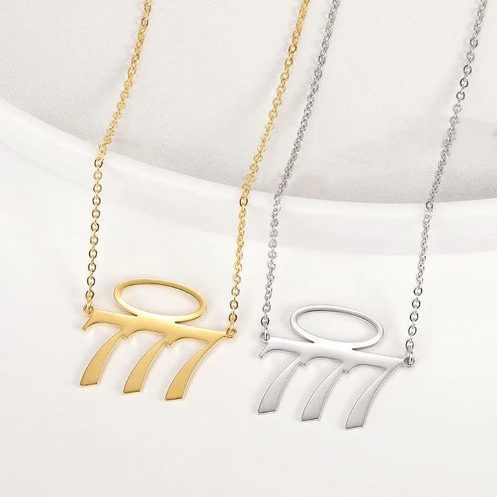 Olivenorma Lucky Angel Number With Angel Aperture Necklace - Silver - 777 - image 10