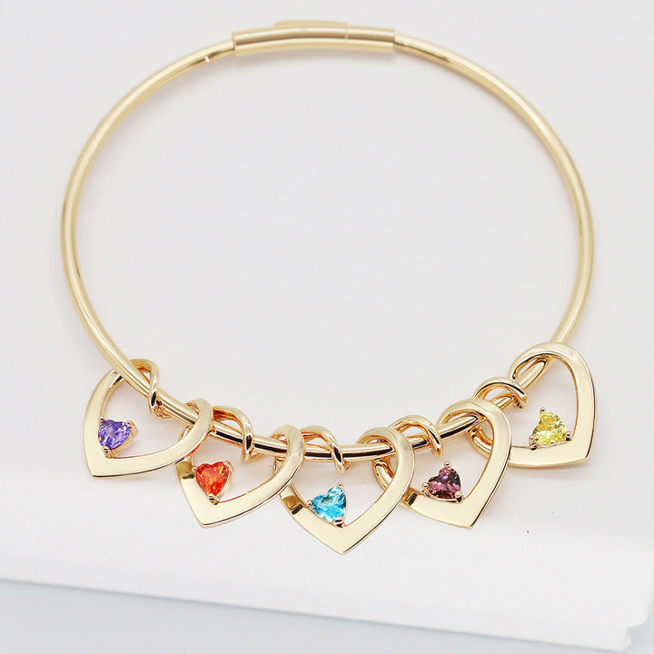 Olivenorma Personalized Custom Name Birthstone Heart Charm Chain Bracelet - image 3