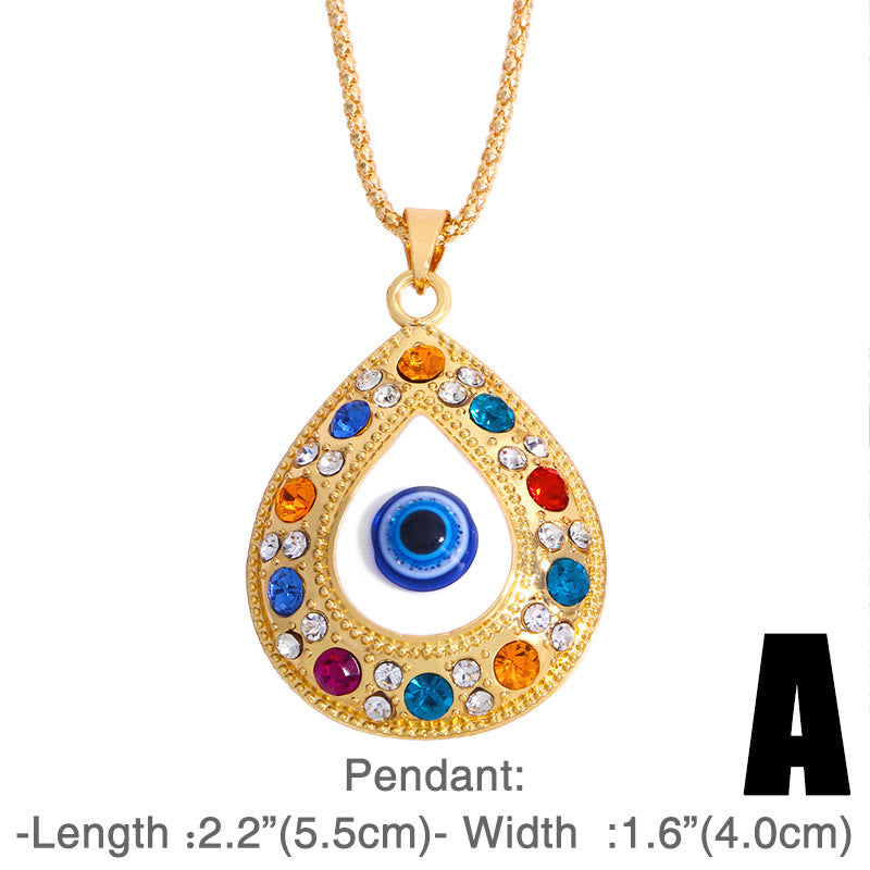 Evil Eye HAMSA Zircon Sweater Chain Pendant Necklace - Evil Eye - image 1