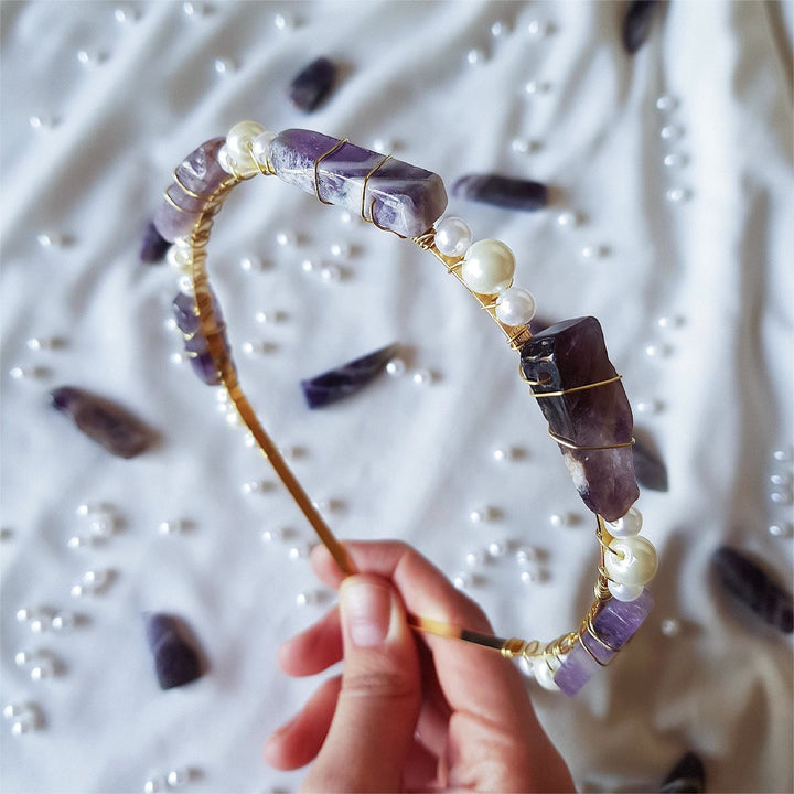 Olivenorma Citrine Amethyst With Pearl Crystal Crown - Amethyst&Pearl - image 5