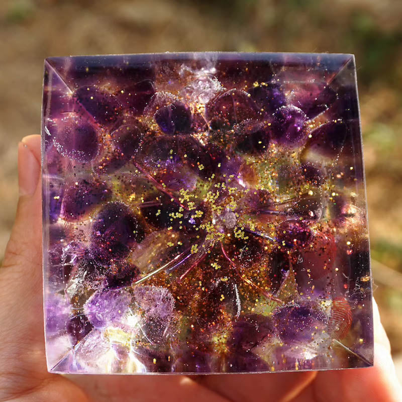 Olivenorma Peridot With Amethyst Tree Of Life Orgone Pyramid - image 5