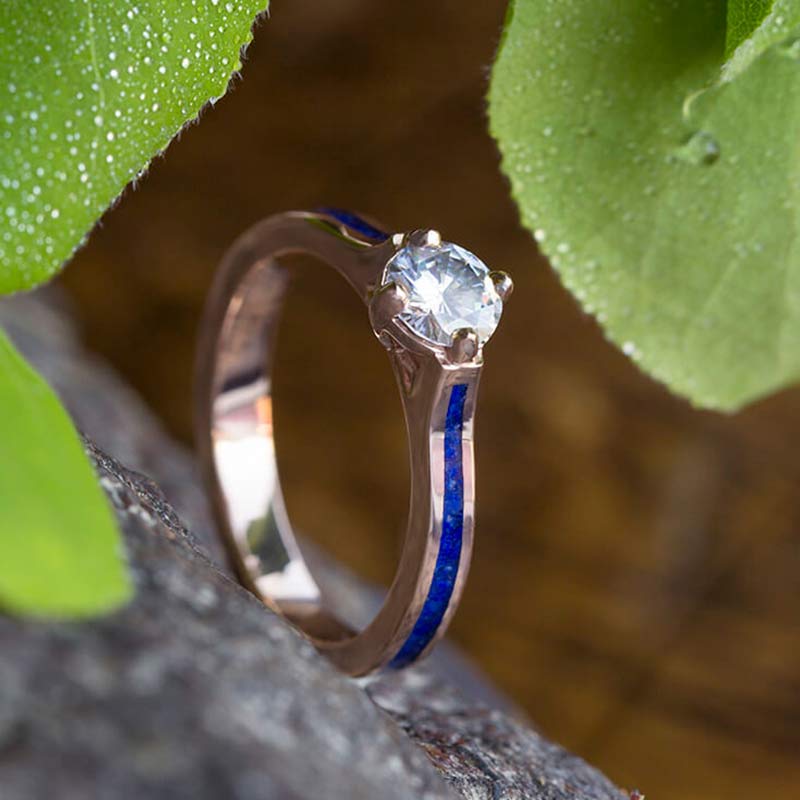 Celtic Knot Lapis Lazuli Bridal Ring Set - image 1