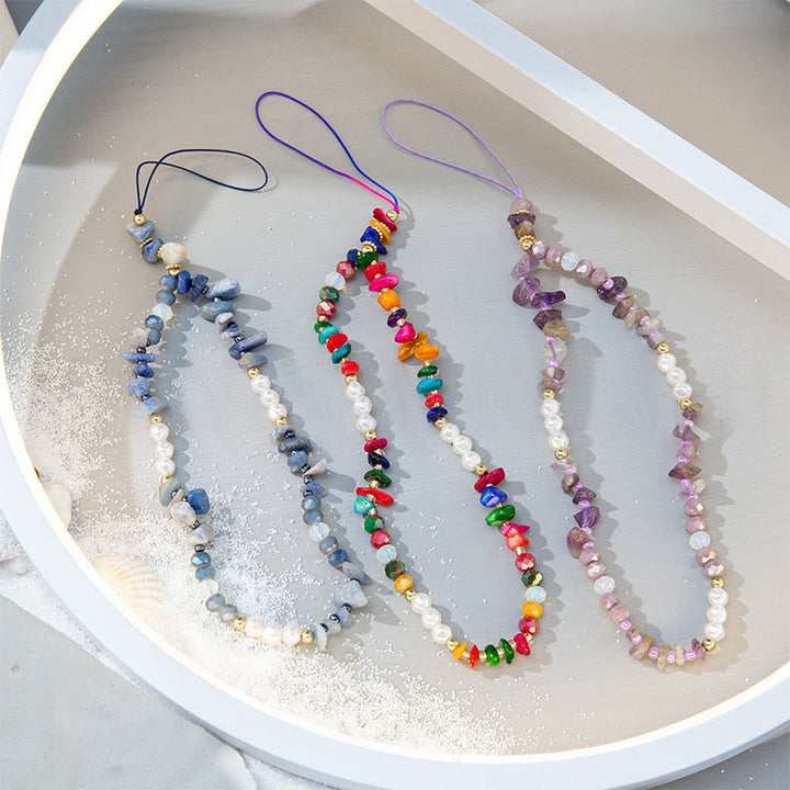 Olivenorma Colorful Gravel Pearl Color Matching Mobile Phone Strap - image 0