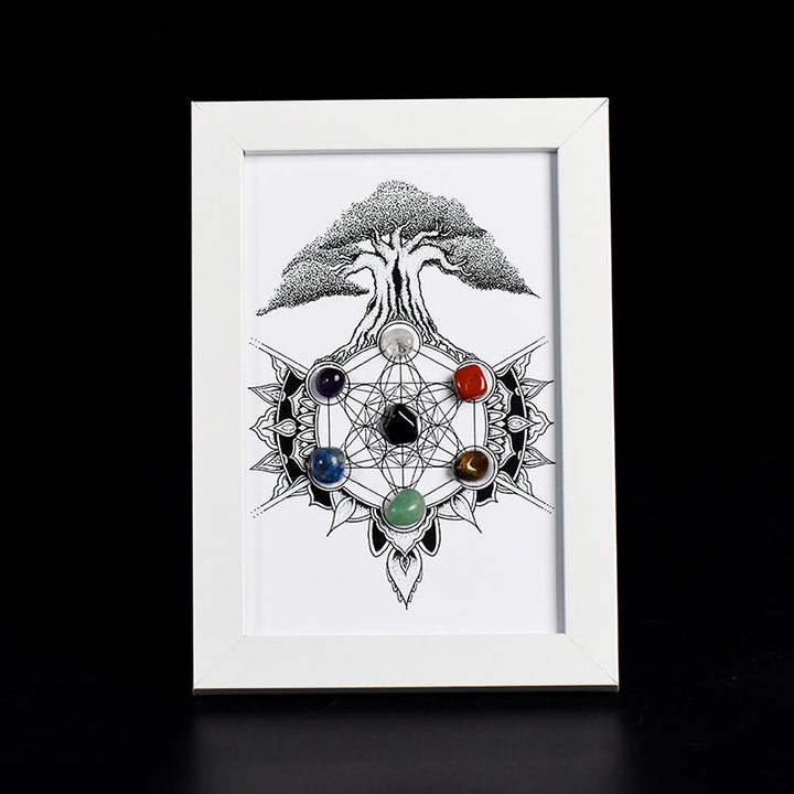 Olivenorma Tree Of Life Pattern Chakra Photo Frame Decoration - Tree Of Life&Chakra#1 - White Photo Frame - image 1