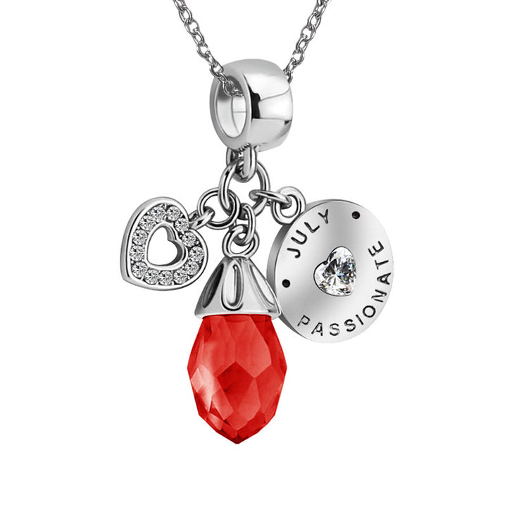 Olivenorma Diamond Heart Pendant Birthstone Necklace - July&Ruby - image 6