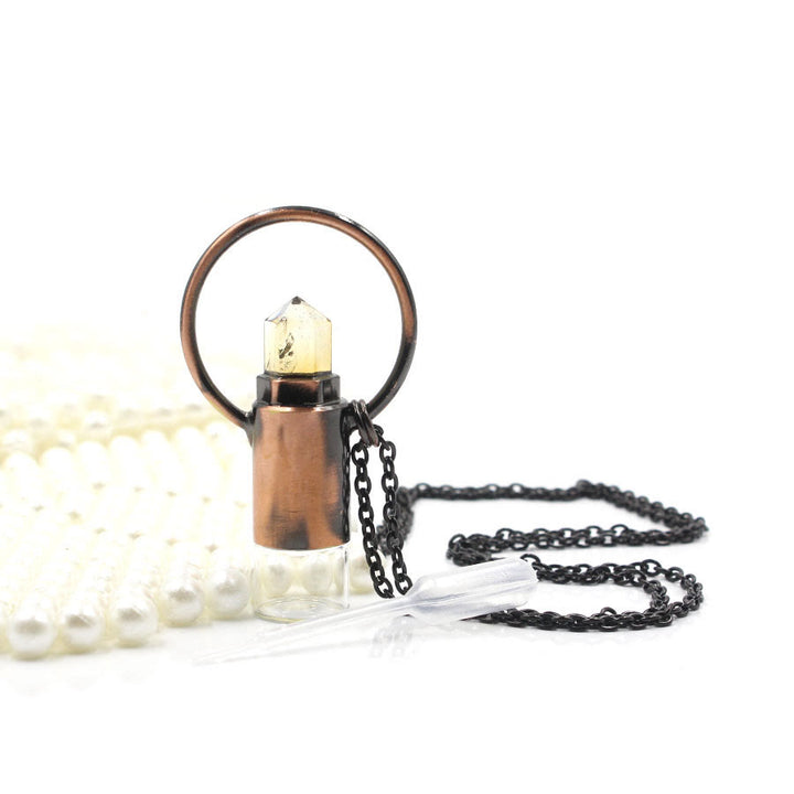 Olivenorma Natural Crystal Prismatic Bullet Perfume Bottle Pendant - Citrine - image 10
