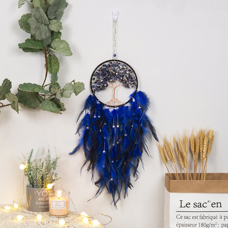 Olivenorma Crystal Tree of Life Pink Feather Dream Catcher - Sodalite - image 17