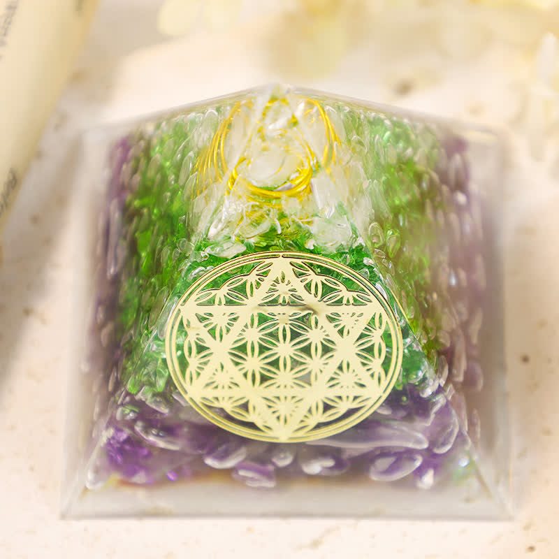 Olivenorma Flower Of Life Hexagram Crystal Orgone Pyramid - image 3