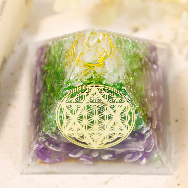 Olivenorma Flower Of Life Hexagram Crystal Orgone Pyramid - image 3