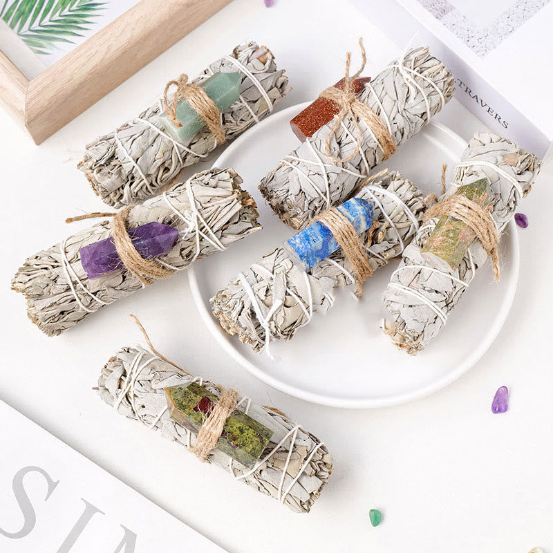 Olivenorma White Sage Hexagonal Prism Crystal Aromatherapy Gemstone Decoration - image 0