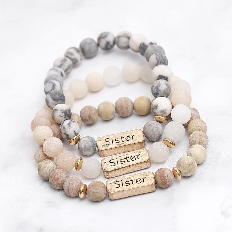 Olivenorma Natural Gemstone Sister Engraving Bracelet - image 0