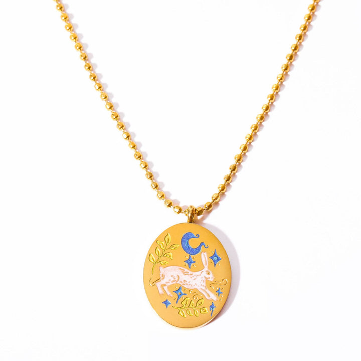 Olivenorma Hand Painted Dripping Oil Rabbit Zodiac Elements Necklace - image 6